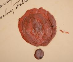 1870 Felsőstubnya, keresztelési anyakönyvi kivonat latin nyelven, viaszpecséttel, 50 kr okmánybélyeg...