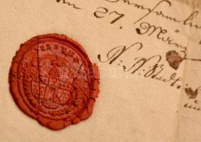 1790 Német nyelvű irat "Pesth" viaszpecséttel