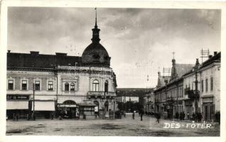 Dés, Dej; Fő tér, üzletek / main square, shops 1940 Dés visszatért So. Stpl
