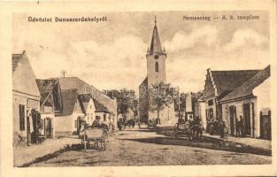 Dunaszerdahely, Dunajská Streda; Nemességi utca, Római katolikus templom / street, church