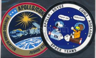 1975 2 db űrhajós matrica az Apollo-Szojuz közös űrprogramról / 2 Apollo-Soyuz Test Project aerospace stikers