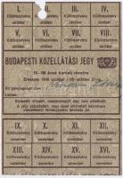 Budapest 1946. Budapesti közellátási jegy 12-18 éves korúak részére, 1 ív különszelvényekkel, lyukasztással érvénytelenítve, hátoldalon kézírás T:II