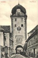 Leoben, Stadtthurm / tower, shops, Karl Krall