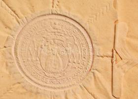 1834 Kollár István (1764-1844) királyi tanácsos,  választott püspök aláírása szárazpecsétes okmányon