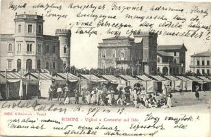 Rimini, Villini e Camerini sul lido, bathing couple - 2 old postcards