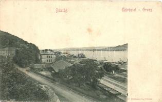 Báziás, Bazias; Vasútállomás, kikötő, kiadja Hutterer G. / railway station, port (EK)