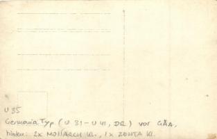 U-35 német tengeralattjáró, Német típusú U-31 és U-41-es tengeralattjárók, háttérben két Monarch és ...