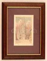 Mátrai Vilmos (1877-?): Budapest. 4 db rézkarc, papír, jelzett és jelzés nélkül, üvegezett keretben,...