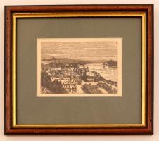 Mátrai Vilmos (1877-?): Budapest. 4 db rézkarc, papír, jelzett és jelzés nélkül, üvegezett keretben,...