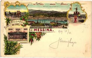 1899 Messina, Cartoleria di Pietro Giacone, Costumi Siciliani, floral litho