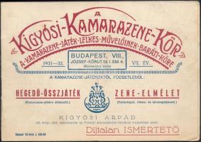 1931 A Kígyósi kamarazene kőr ismertetője. levelezőlapként elküldhető 8p.