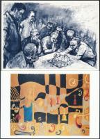 27 db MODERN használatlan kiváló minőségű sakk művész motívumlap / 27 modern unused excellent quality Chess art postcards