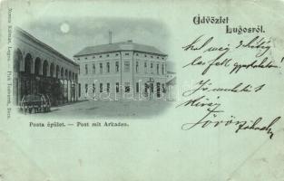 Lugos, Lugoj; Posta az árkádokkal / post office, Arcades (kis szakadás / small tear)