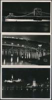 Budapest este - 3 db régi képeslap