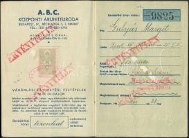 1940 Bp., ABC Központi Áruhiteliroda bevásárlási könyv érvénytelenítve