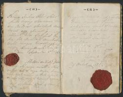 1846 Vándorlókönyv, feljegyzésekkel, viaszpecsétekkel