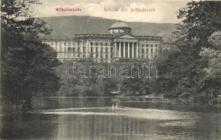 Kassel, Cassel; Wilhelmshöhe Schloss mit Schlosteich / Wilhelmshöhe Palace, pond