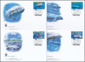 WWF: Delfin sor négyescsíkban + 4 FDC WWF Dolphin set stripe of 4 + 4 FDC