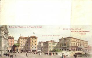 Venice, Venezia; Place S. Moisé, Grand Hotel dItalie Bauer Grunwald / square, hotel (Rb)