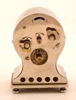 Porcelán számlapos art deco acé tokos ébresztős óra, tisztitásra szorul, jelzés nélkül, m:9 cm