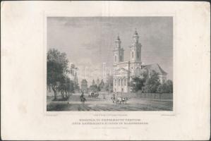 cca 1840 Ludwig Rohbock (1820-1883): Kolozsvár, új refromátus templom acélmetszet / steel-engraving page size: 16x26 cm