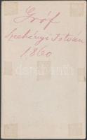 1860 Gróf Széchenyi István, metszet alapján készült vizitkártya méretű, keményhátó fotó, hátoldalon ...