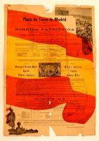 1898 Egy régi bikaviadal plakátja, Madrid, Plaza de Toros, rossz állapotban, 40 x 58 cm. / 1898 The vintage poster of bullfight, Madrid, Plaza de Toros, in bad condition, 40x58 cm.