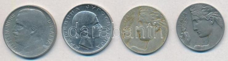 Vegyes: Jugoszlávia 1938. 10D Ni + Olaszország 1909R 20c Ni + 1913R 20c Ni + 1920R 50c Ni recés T:1-...