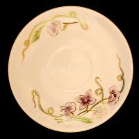 Zsolnay tavasz mintás teás csésze és alj +süteményes tányér, kézzel festett, hibátlan, jelzett