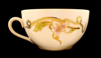 Zsolnay tavasz mintás teás csésze és alj +süteményes tányér, kézzel festett, hibátlan, jelzett