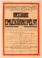 1948 Siófok, a fehér-terror áldozataiként mártírhalált halt vértanúk emlékművének leleplezése, az országos emlékünnepély műsorának plakátja, Magyar Szabadságharcos Szövetség, Siófoki Nemzeti Bizottság, f. k. Karlicsek Ferenc, hajtva, 59x41 cm