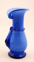 Fújt anyagában színezett váza, hibátlan, jelzés nélkül, m:18 cm