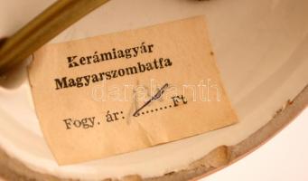 Magyarszombatfai kacsás asztali lámpa, színes mázas  jelzett, hibátlan, újszerű burával, működik, m:...