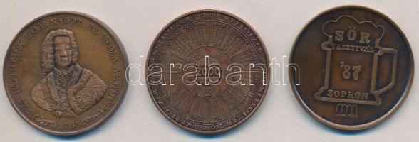 1987. "Sör Fesztivál Sopron / Soproni Ünnepi Hetek" Br emlékérem (42,5mm) + 2000. "MÉ...
