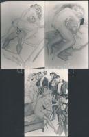 Pornográf rajzok fotói, 7 db, 14x9 cm