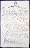 1848 1G szignettás kézzel írt irat Dévényből