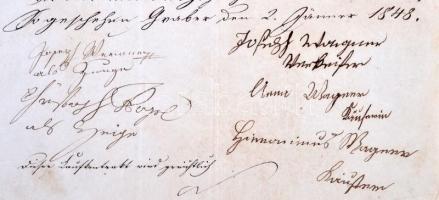 1848 1G szignettás kézzel írt irat Dévényből