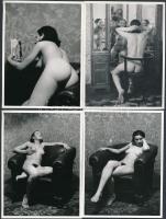 cca 1930-1940 Időtöltés a szobákban, 6 db erotikus fotó, 11x9 cm / 6 erotic photos, 11x9 cm