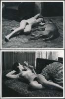 cca 1930-1940 Időtöltés a szobákban, 6 db erotikus fotó, 11x9 cm / 6 erotic photos, 11x9 cm