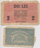 Románia / Német megszállás 1917. 50b + 2L T:III-,IV Romania / German occupation 1917. 50 Bani + 2 Lei C:VG,G