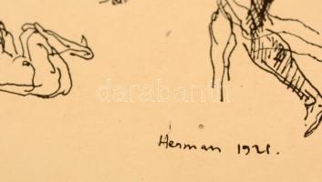 Hermann Lipót (1884-1972): Vázlatok, papír, ofszet, jelzett, 24x29 cm