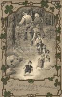 8 db RÉGI motívumlap, dombornyomott litho művészlapok, vegyes minőség / 8 old embossed litho art pos...