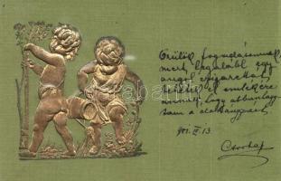 8 db RÉGI motívumlap, dombornyomott litho művészlapok, vegyes minőség / 8 old embossed litho art pos...