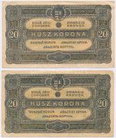 1920. 20K (2x) sorszámkövetők T:II-