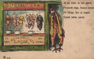 20 db RÉGI humoros grafikai lap, sok litho, vegyes minőség; / 20 old graphic humorous art postcards,...