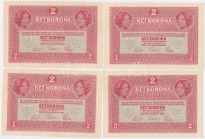 1917. 2K (4x) sorszámkövetők, mind "Deutschösterreich" felülbélyegzéssel T:I,I-