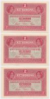 1917. 2K (3x) sorszámkövetők, mind "Deutschösterreich" felülbélyegzéssel T:I,I-