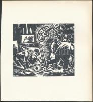 Frans Masereel (1889-1972): Elveszett gondolat, papír, fametszet, jelzett a dúcon, 19x21 cm.