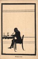 15 db RÉGI árnyékképes motívumlap, vegyes minőségben / 15 pre-1945 silhouette motive postcards, mixe...