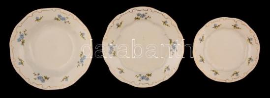 Zsolnay tányér készlet (lapos, mély, süteményes), matricás jelzett, hibátlan, összesen: 32 db